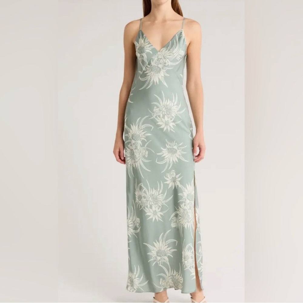 Rag & Bone Moss Green with Floral Design Dress, size 4 but runs large